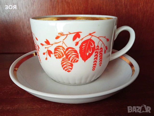 Сервиз за чай.Костен руски порцелан., снимка 2 - Антикварни и старинни предмети - 53578708