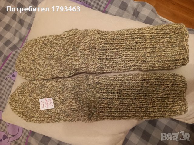 Ръчно плетени мъжки чорапи от вълна, размер 44, снимка 2 - Мъжки чорапи - 43314948