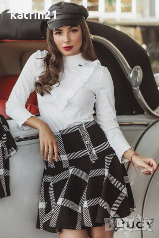  черно бяла пола с висока талия lucy  