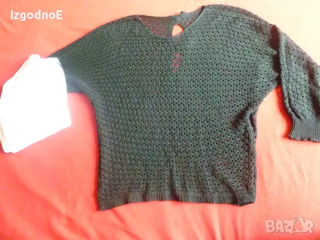 М-Л Лот плетени пуловери на дупки черен и бял, снимка 2 - Блузи с дълъг ръкав и пуловери - 47388852