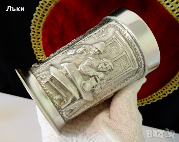 Чаша,халба от калай,Дионис,вино. , снимка 7 - Антикварни и старинни предмети - 37998227