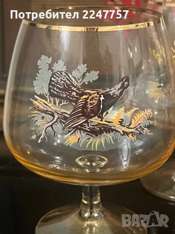 Кристални чаши Ловен мотив 500 мл, снимка 2 - Антикварни и старинни предмети - 53056776