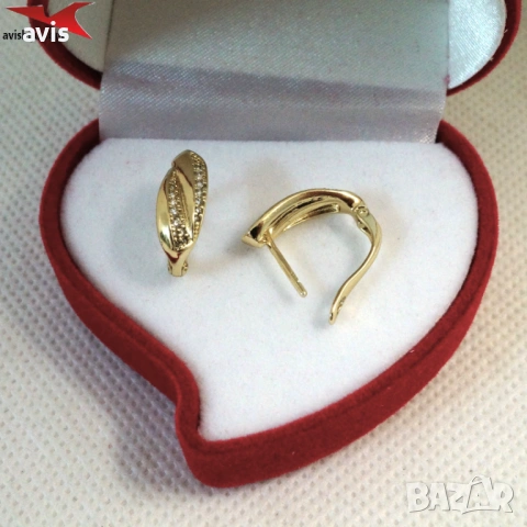 Обеци с 14К златно покритие 2141853, снимка 2 - Обеци - 53088148