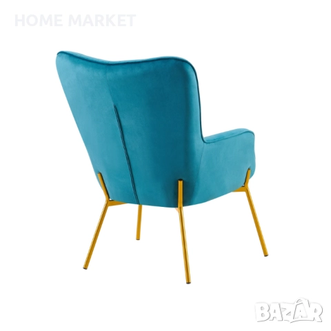 Фотьойл EDO синьо/златно   Материал - дамаска/метал   Цвят - синьо/златно   Височина (см) - 98   , снимка 3 - Дивани и мека мебел - 52617974