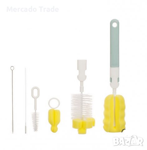 Комплект медени четки за почистване на шишета и зърна - 6 бр.