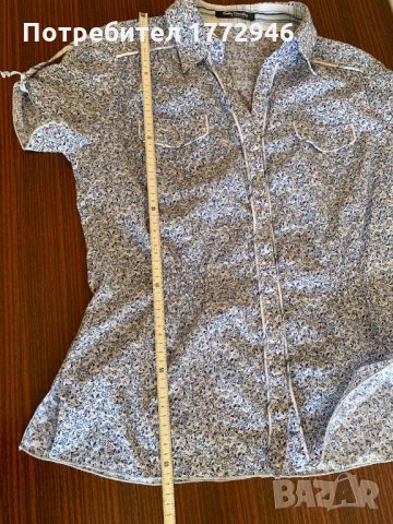 Памучна блуза с къс ръкав, вталена, снимка 8 - Ризи - 33404102
