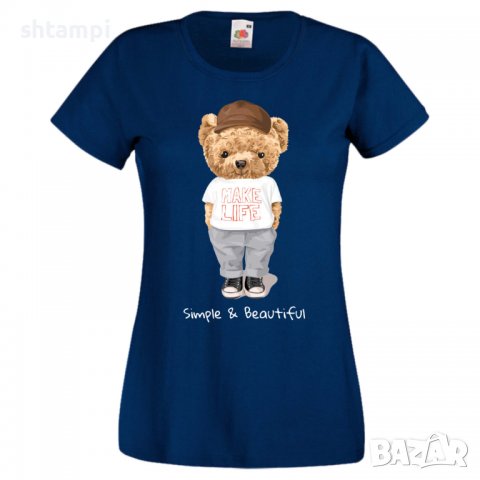 Дамска тениска bear Simple and Beautiful, Мече,Меченце,Животно, Играчка,Изненада,Подарък,Повод,, снимка 3 - Тениски - 37292157