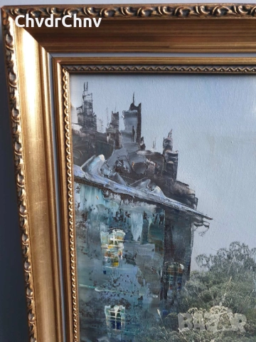 Green 101х71см/голяма картина масло върху платно/градски пейзаж-Париж/дървена рамка, снимка 15 - Картини - 52549794