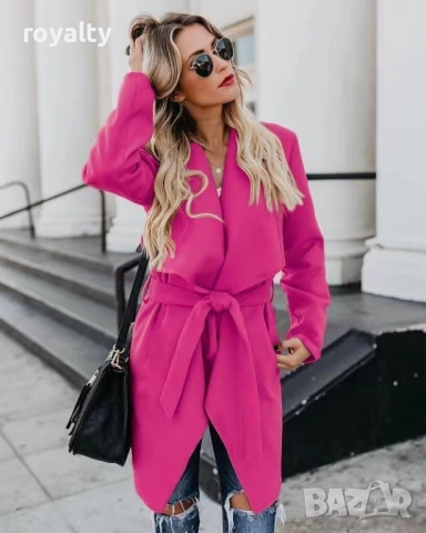 Дамско цикламово палто с колан