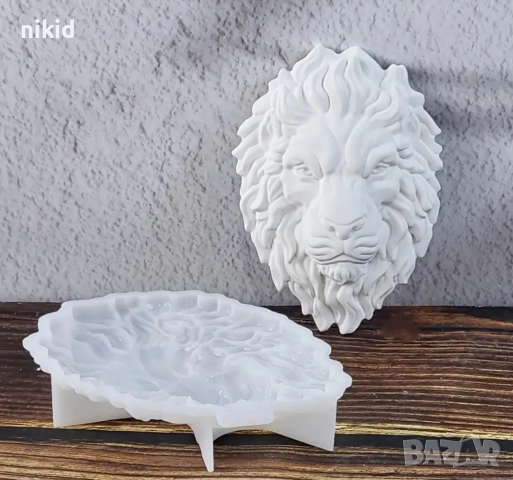 Грамадна лъвска глава лъв силиконов молд форма смола гипс шоколад декор