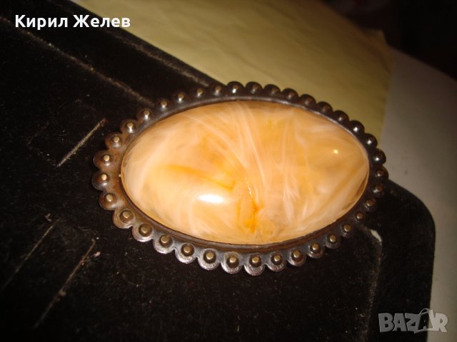 РЕТРО ВИНТИДЖ СССР БРОНЗОВА БРОШКА с КАТАЛИН 21694, снимка 7 - Антикварни и старинни предмети - 32523308