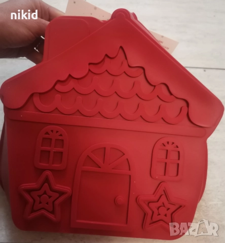 Голяма Коледна къща къщичка Джинджифилова силиконов молд силиконова форма за кекс сладкиш десерт 