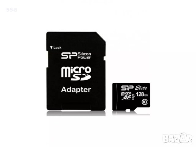 Карта памет Silicon Power Elite, 128GB, Micro SD + SD Adapter - SP128GBSTXBU1V10SP, снимка 1 - Карти памет - 43355505