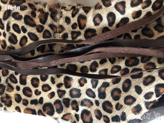 Леопардови ботуши с косъм от пони, снимка 4 - Дамски ботуши - 27347849