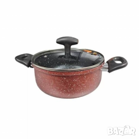 Тенджера Rosberg, 22 см, 4.3 л, Мраморно незалепващо покритие, Индукция, Бордо Меланж, снимка 5 - Съдове за готвене - 52137510