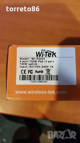 Продавам POE switch 6p Wi-Tek WI-PS205: 6 портов суич , снимка 3 - Суичове - 33126794