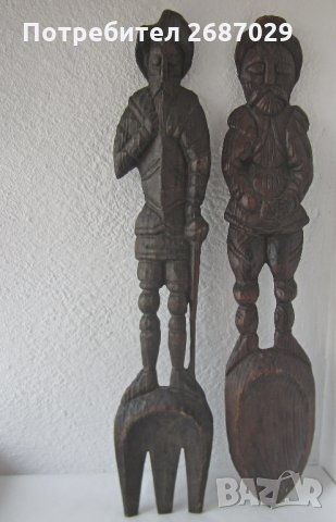Големи Дон Кихот Санчо Панса вилица лъжица дърворезба,  фигура дърво дървен, Witco , снимка 11 - Декорация за дома - 28946687