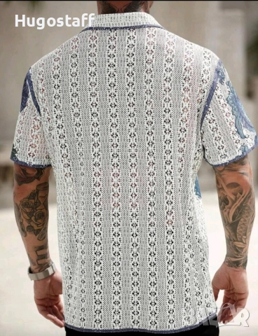 Нови ризи къс ръкав плетени синьо и зелено Л,Хл., снимка 6 - Ризи - 51767506