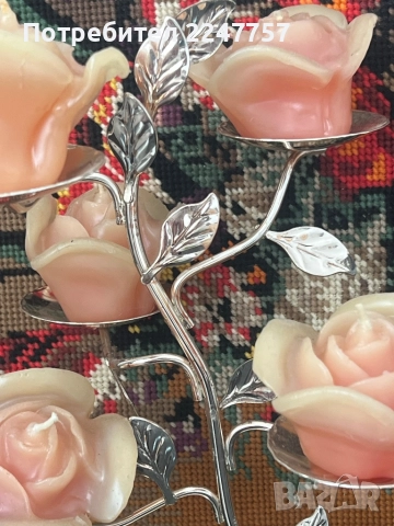 Свещник с 5 рози, снимка 3 - Декорация за дома - 52837704