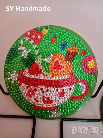 Сет диамантени подложки за чаши - 8бр, снимка 6 - Декорация за дома - 47902075