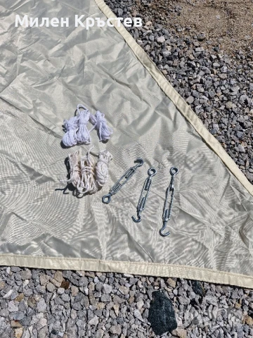 Тенти ,триъгълни с обтегачи и въжета , снимка 6 - Градински мебели, декорация  - 51095884