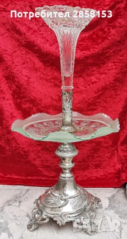 Старинна посребрена поставка Арт Деко, Epergne