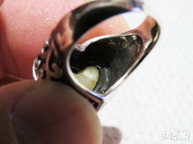 стар сребърен пръстен, Дамски сребърен пръстен със сърце от бял кралски седеф - камъка на, снимка 4 - Пръстени - 32351561