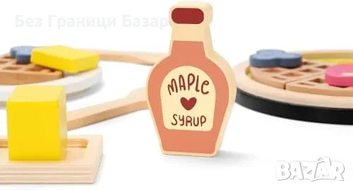 Нова играчка Дървена кухня за деца – пингвин гофретник, плодове и прибори, снимка 7 - Образователни игри - 49906355