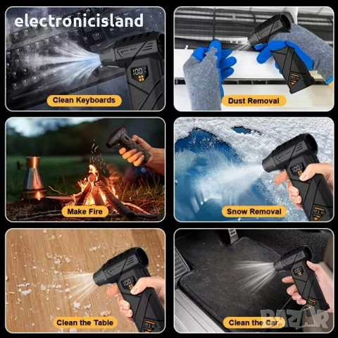 Мощен ръчен въздушен турбо вентилатор, USB презареждане, прахосмукачка за дома, кола, сняг, компютър, снимка 10 - Прахосмукачки - 53305373