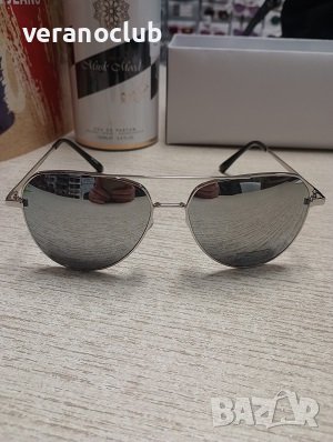 Слънчеви очила Авиатор Сребърни огледални, снимка 4 - Слънчеви и диоптрични очила - 44081914