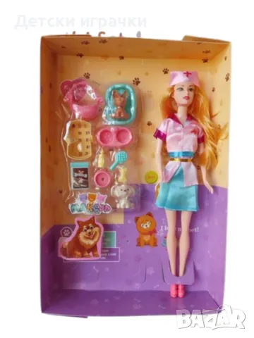 Кукла доктор ветеринар с животни и аксесоари 