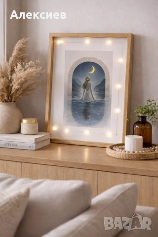 Ръчно изработени картини с лампички – Колекция „12 Луни“, снимка 12 - Картини - 53035553