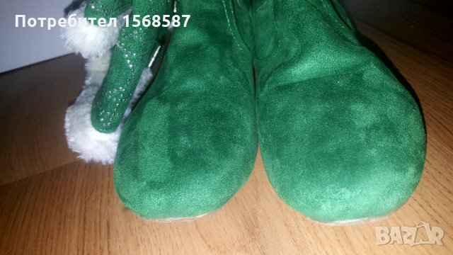 Коледни зелени ниски ботуши 39 номер, снимка 2 - Дамски ботуши - 34864564