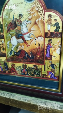 Св. ГЕОРГИ Победоносец Икона 29,5/ 38см, снимка 6 - Икони - 52742748