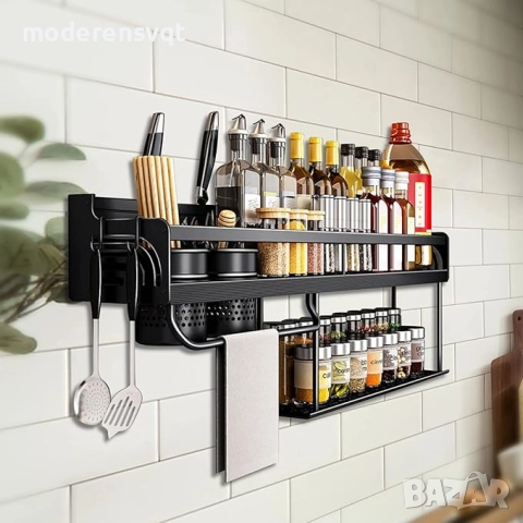 Кухненски органайзер 2 етажа многофункционален рафт за прибори, подправки, кърпи, снимка 5 - Аксесоари за кухня - 51987253