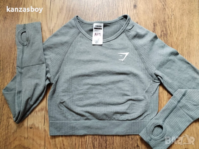 Gymshark Vital Seamless 2.0 Long Sleeve Crop Top - дамско фитнес боди КАТО НОВО С , снимка 2 - Корсети, бюстиета, топове - 51488327