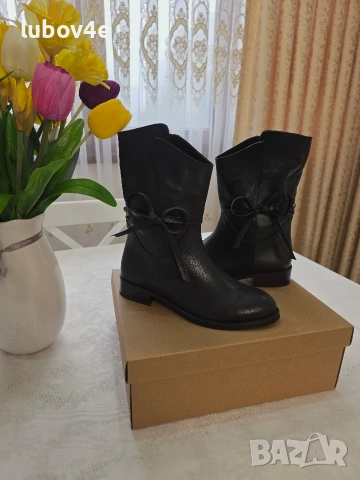 Нови дамски елегантни боти с панделки, изцяло от естествена кожа с топла подплата. , снимка 6 - Дамски боти - 53415853