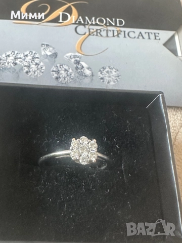 Златен пръстен с естествени диаманти, снимка 3 - Колиета, медальони, синджири - 52636918