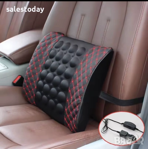 Подложка за седалка с масаж на 12V, Универсален масажор с червен кант