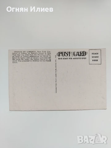 Стара пощенска картичка на Статуята на Свободата, Ню Йорк, САЩ, 1938г., снимка 2 - Филателия - 51108973