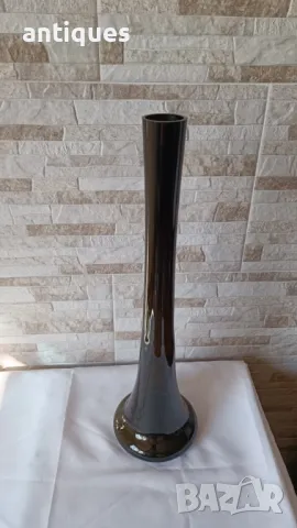 Голяма стъклена ваза - тъмно зелена - 53см, снимка 6 - Антикварни и старинни предмети - 50295479