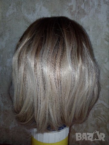 НОВА перука - боб -омбре тъмнокестеняво към платинено русо, снимка 6 - Аксесоари за коса - 36683118