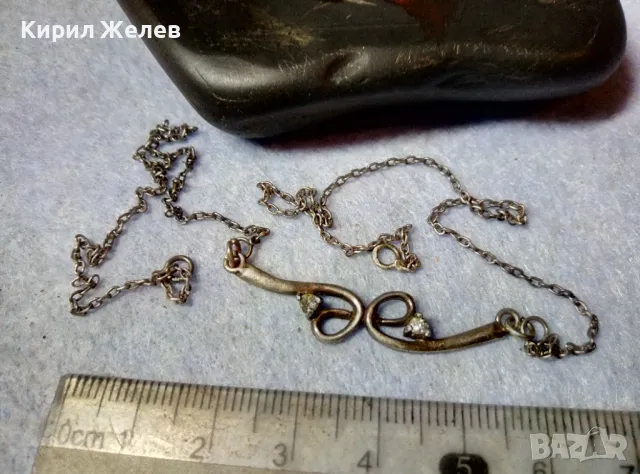 Старо АР НУВО СТИЛ СРЕБЪРНО КОЛИЕ СРЕБРО 950 с ЮВЕЛИРНО ФАСЕТИРАНИ ИСКРЯЩИ ЦИРКОНИ 49369, снимка 2 - Антикварни и старинни предмети - 48901263