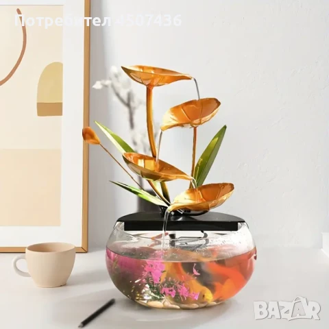 2025 Комплект USB захранван декоративен фонтан с аквариум, снимка 5 - Декорация за дома - 51180238