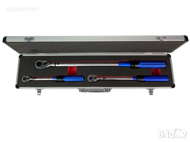 Комплект динамометрични ключове 3 части 1/4, 3/8 и 1/2 в метален куфар KrafTWelle, снимка 2 - Куфари с инструменти - 40357643