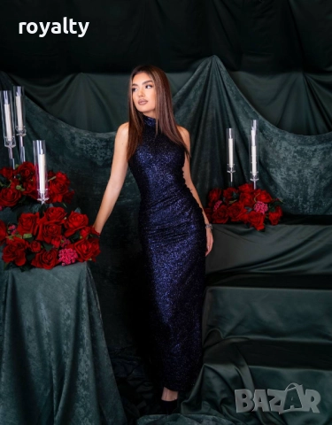 Пайетена Рокля в Тъмно Син Цвят, снимка 7 - Рокли - 52884921