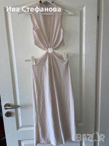 Уникална рокля ASOS Asos рязана в талията кръста еластична елегантна дълга телесна бежова , снимка 5 - Рокли - 40339667