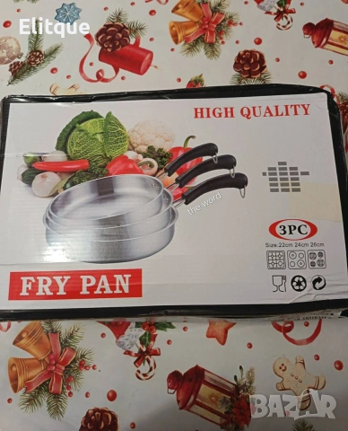Супер здрави и качествени 3 броя тигани с дръжка 22/24/26 см., снимка 2 - Съдове за готвене - 53389632