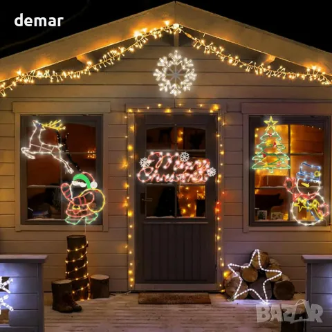 Коледни силуетни светлини, Опаковка от 3 USB водоустойчиви знаци,40 см, снимка 2 - Декорация за дома - 48213874