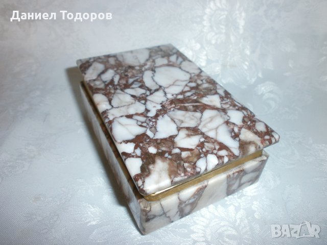 Стара Мраморна Кутия за Бижута с Бронзов Обков, снимка 6 - Колекции - 34603340